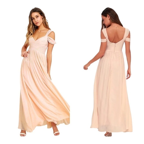 LULU'S Make Me Move Maxi Dress Blush Pink Medium Bridesmaid Wedding - Picture 3 of 13
